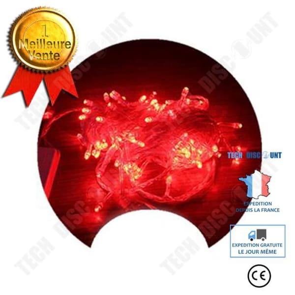 TD® LED-snöreljus deco-tråd USB-festprydnad (röd 5m)
