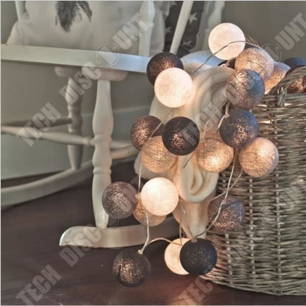 TD® LED Bubble Fairy Lights 20 Bollar 3m Svart, Grå och Vit