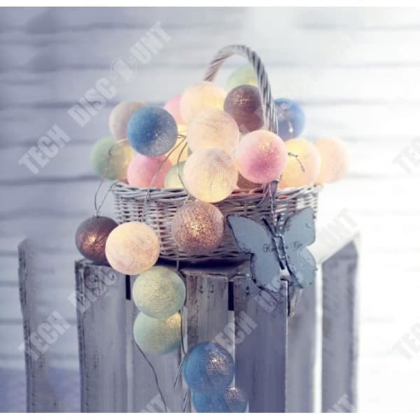 TD® LED Bubble Fairy Lights 20 Bollar 3m Svart, Grå och Vit