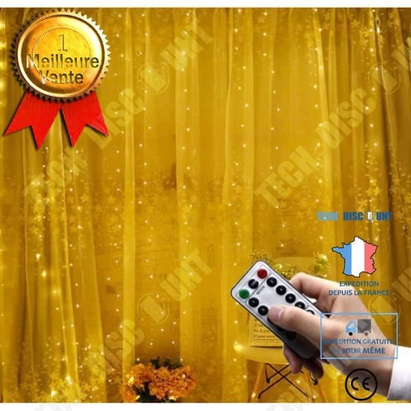 TD® 3m*3m LED Gardinljus LED String Lights Vit