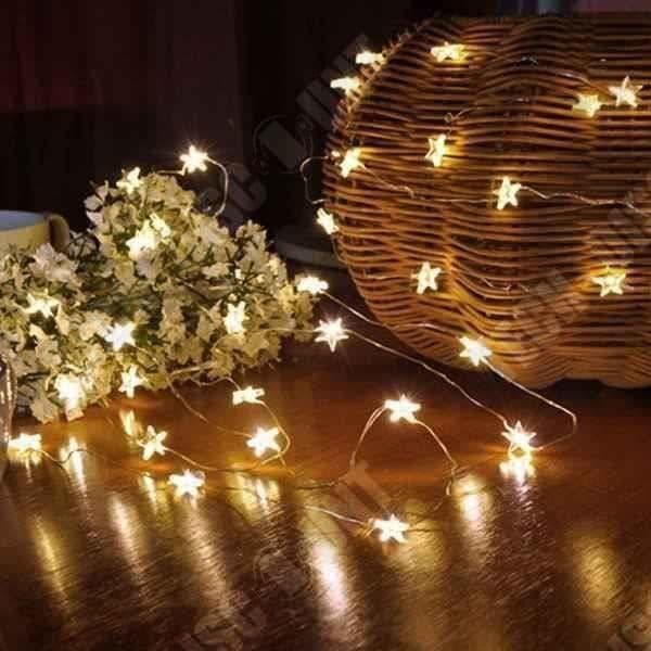 TD® Vattentät LED Koppartråd Stjärna Fairy Lights Christmas Fairy Lamp Bröllopsfest Dekor, varmvit 2m