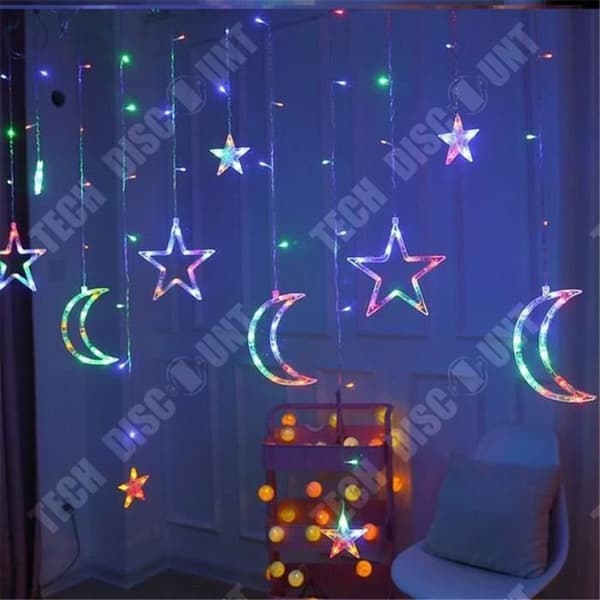 TD® led string lights 3,5M moon star LED string lights AC 110V-220V fairy curtain lu - Modell: Colorful US Plug - MILEDCA1