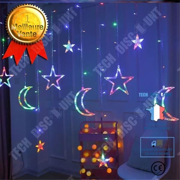 TD® led string lights 3,5M moon star LED string lights AC 110V-220V fairy curtain lu - Modell: Colorful US Plug - MILEDCA1