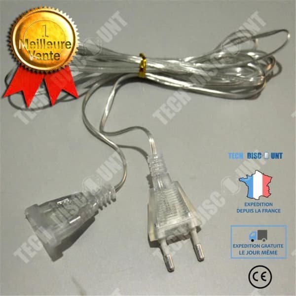 TD® 3M 5M Extended Wire EU-kontakt för LED String Lights Strings Fairy Garland Lamps Bröllopshem - Modell: 3 meter - MILEDCA1