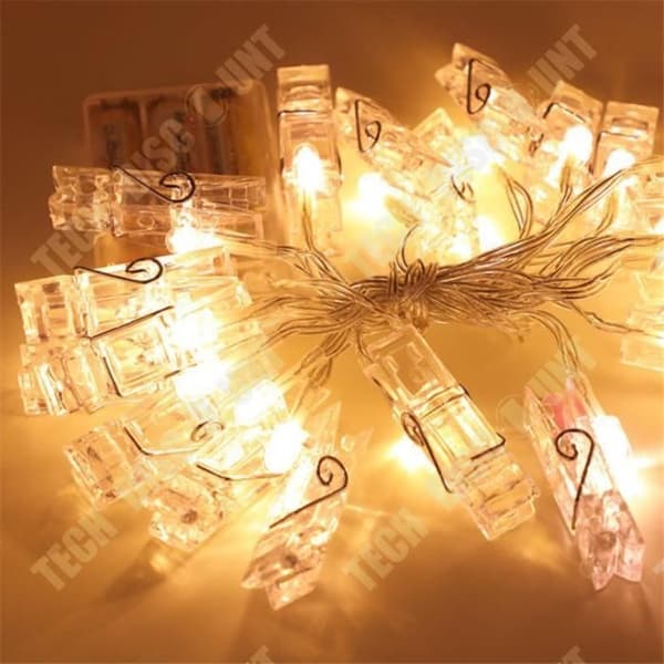 TD® Fotoklämma ljusslinga 20 led Batteridriven 2,2m