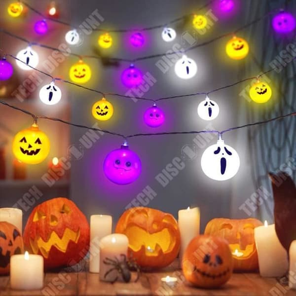 TD® 20 LED Pumpa Ghost Dekorativa ljusslingor Halloween Ghost Face Doll Batterilåda Lykta
