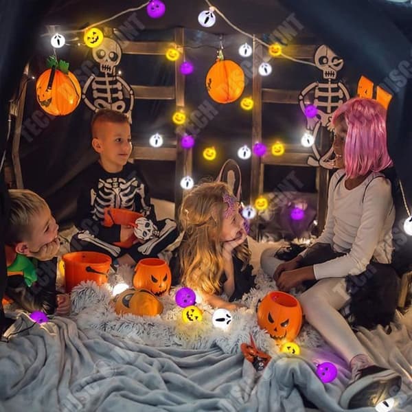 TD® 20 LED Pumpa Ghost Dekorativa ljusslingor Halloween Ghost Face Doll Batterilåda Lykta