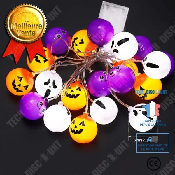 TD® 20 LED Pumpa Ghost Dekorativa ljusslingor Halloween Ghost Face Doll Batterilåda Lykta