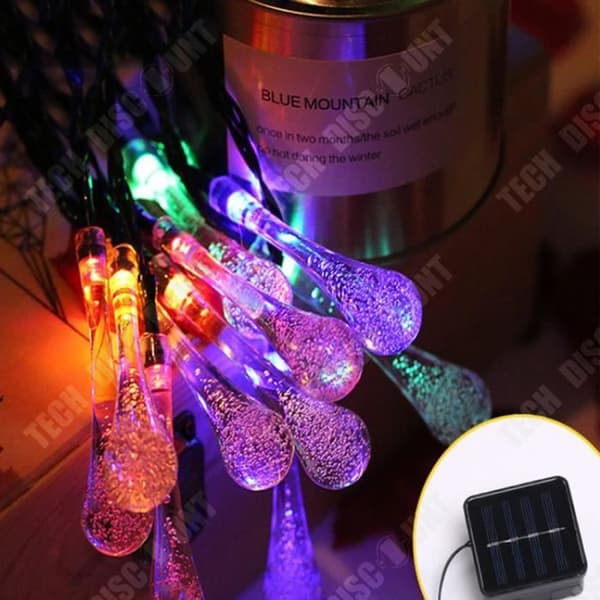 TD® Solar String Lights 6m 30 Lights Water Drop Neon Lights Åtta Ljusmönster N Dekoration Garland