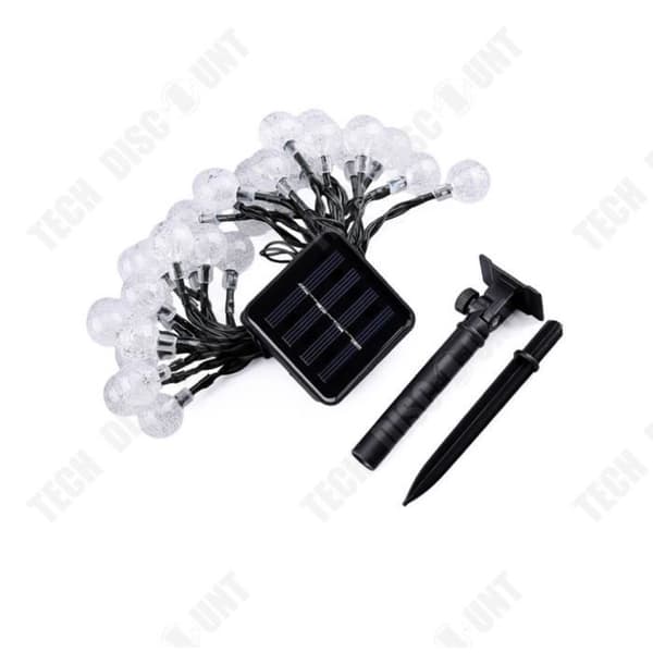 TD® Outdoor Solar Fairy Lights String 6.5M 30 LED Ball Lights Trädgårdsdekoration Varmvitt ljus Vattentät