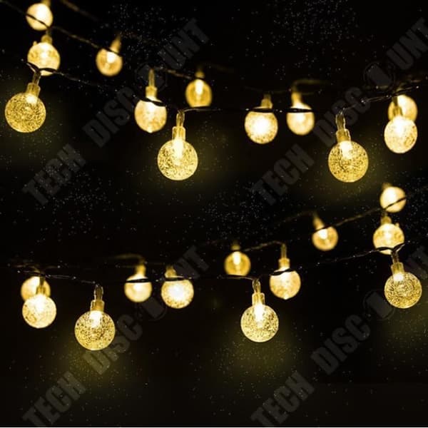 TD® Outdoor Solar Fairy Lights String 6.5M 30 LED Ball Lights Trädgårdsdekoration Varmvitt ljus Vattentät