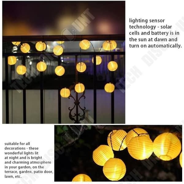Solar Light Garland - TECH RABATT - 80 LED-lyktor - Varmvita - Utomhus - Trädgård