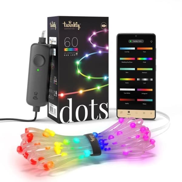 Twinkly Dots Flexible Garland 60 RGB lysdioder 3 meter. Genomskinlig tråd