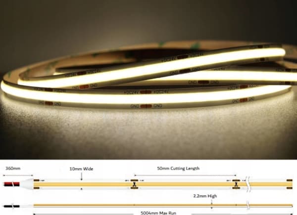 Taśma LED MW Lighting TAŚMA LED LED-COB-24V/12W-NW/5M - 4000 K MW Lighting