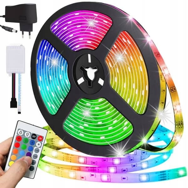RGB LED-LISTA UTOMHUS 230V FÖR TV 5M 3528 STARK RUMSFJÄRRKONTROLL