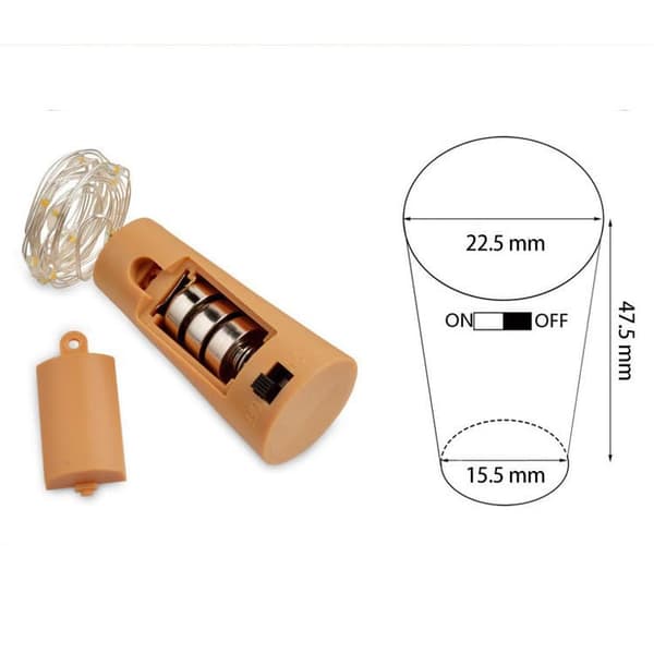 20 Pack LED flaskelys, Mini kobbertråd korklampe, varm hvid indendørs belysning, perfekt til jul og bryllupsdekoration
