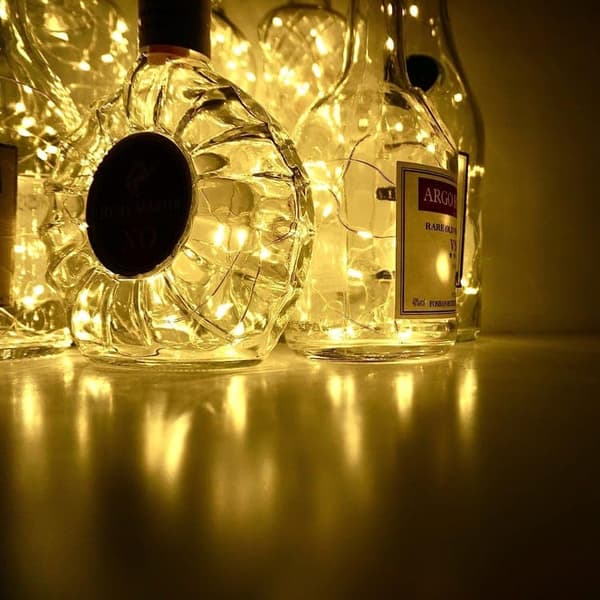 20 Pack LED flaskelys, Mini kobbertråd korklampe, varm hvid indendørs belysning, perfekt til jul og bryllupsdekoration