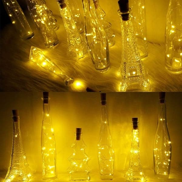 20 Pack LED flaskelys, Mini kobbertråd korklampe, varm hvid indendørs belysning, perfekt til jul og bryllupsdekoration