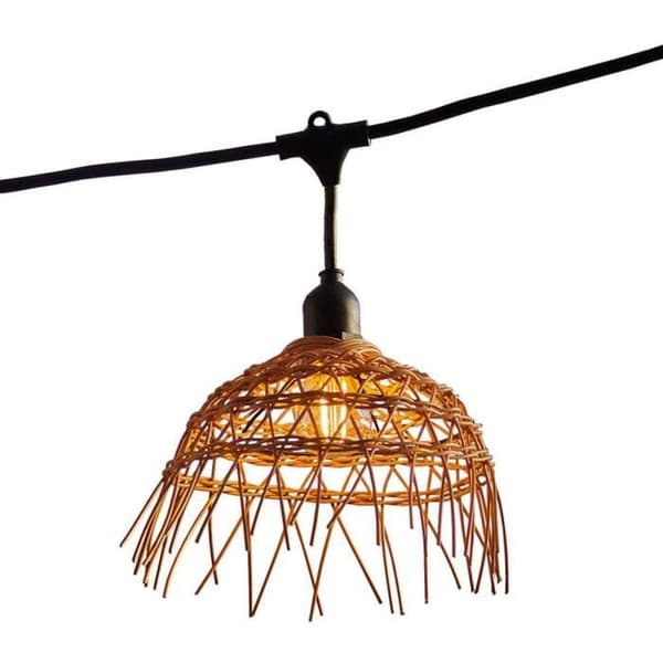 Ljus girlang - LUMISKY - Hawaii Light - Anslutbar - Utomhus - Polyrattan lampskärm - 10 E27 LED glödlampor