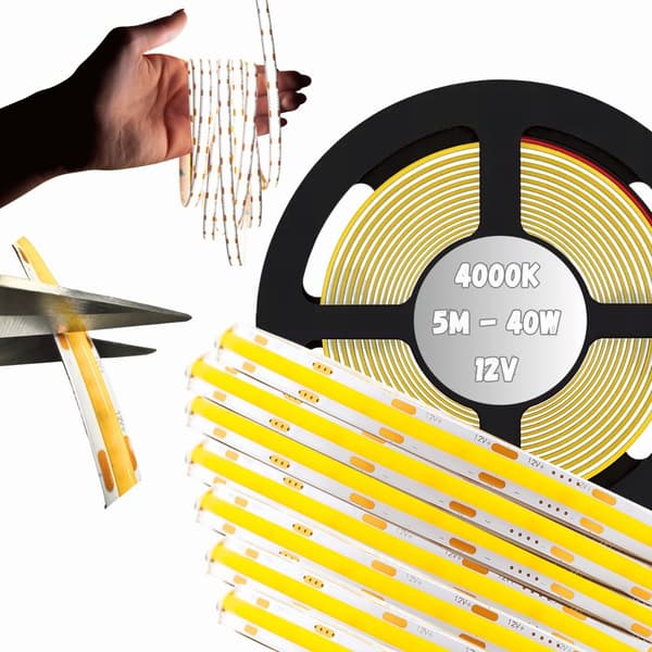 LED-remsa COB 12V 5M rulle NEON-remsa neutral linje 800lm/m 8W/m stark