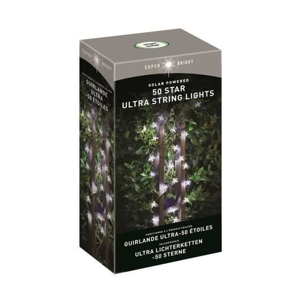 SMARDTV solar utomhus krans - Ultra 50 LED stjärnor - Cool vit - 11,8m - 2 års garanti
