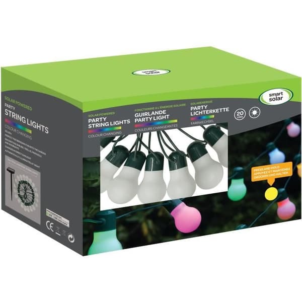 Party Light solgarland - SMART GARDEN - 20 LED - Färgbyte - Utomhus