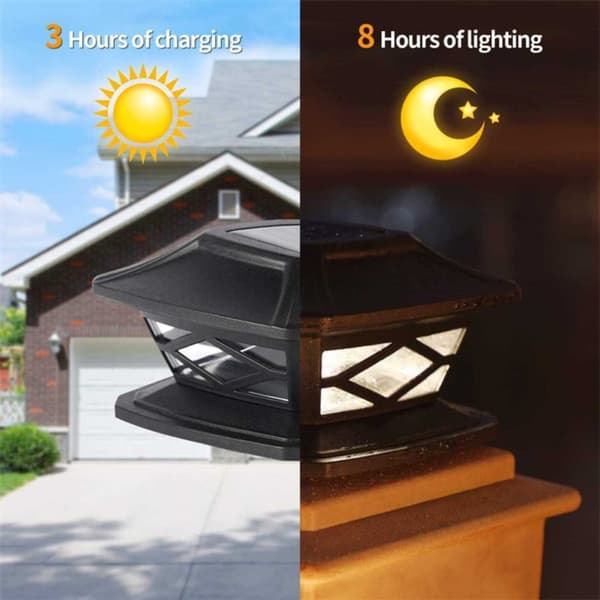 2-Pack Solcellslampa för Stolpar och Pelare – LED Trädgårdslampa Svart