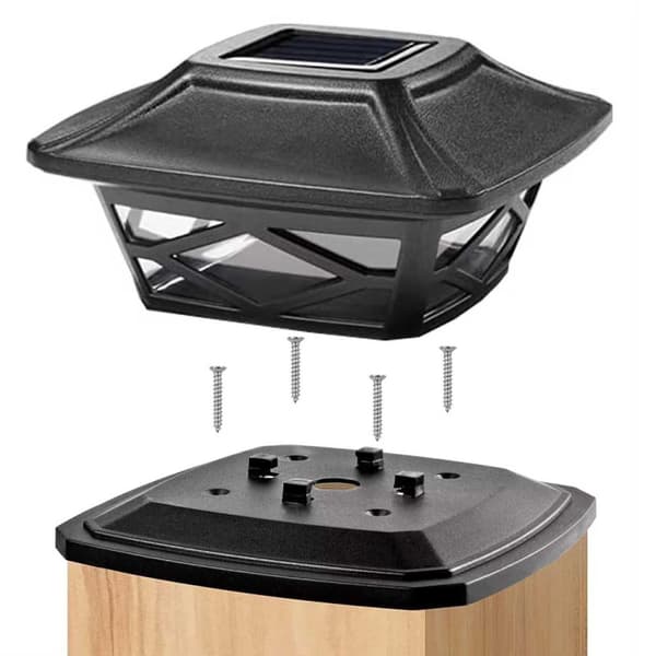2-Pack Solcellslampa för Stolpar och Pelare – LED Trädgårdslampa Svart