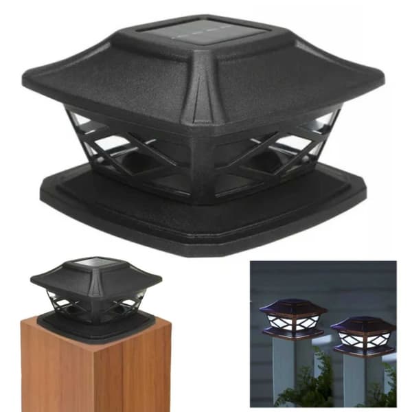 2-Pack Solcellslampa för Stolpar och Pelare – LED Trädgårdslampa Svart