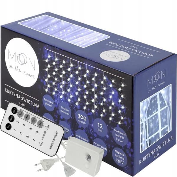 Ljusgardin - Inte specificerad - 300LED - 3x3m - Kallvit - Fjärrkontroll