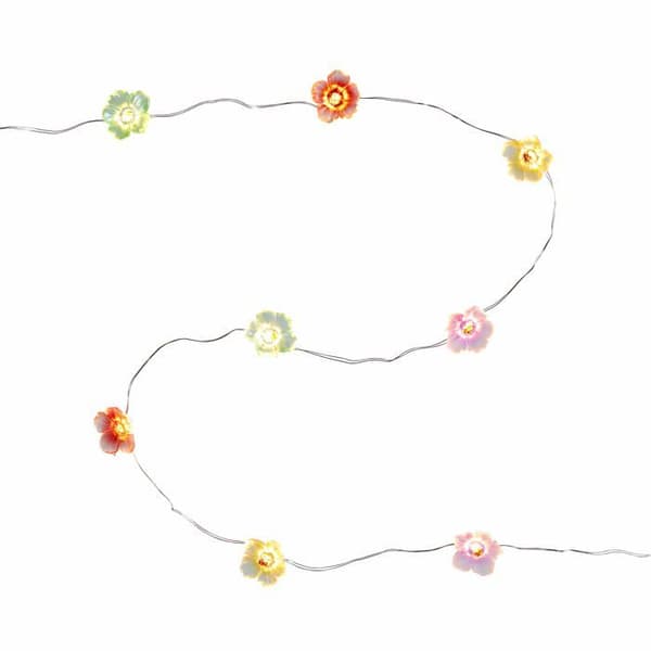 Lights4fun inomhus ljus girland - C20-ROSE-M - 20 flerfärgade rosor ljus girland med varmvit mikro-LED