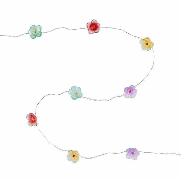 Lights4fun inomhus ljus girland - C20-ROSE-M - 20 flerfärgade rosor ljus girland med varmvit mikro-LED