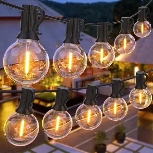 OBOSOE 10m udendørs lyskæde, 25+1 G40 LED-lys, IP44 vandtæt til terrasse og fest