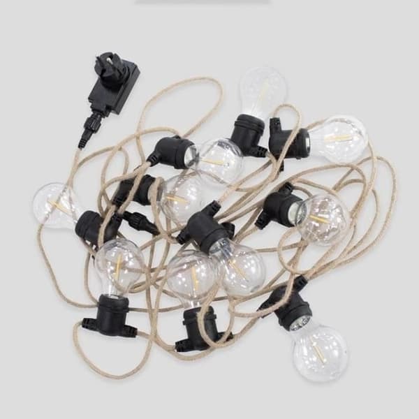 ALLEGRA-Utelampa girland 10 LED-lampor 5m anslutbar Jute New Garden L 8m inklusive 3,25m strömkabel Beige