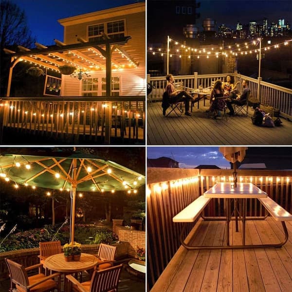 OBOSOE 7m udendørs lyskæder, solcelledrevne lyskæder, 10 G40 LED-lys, IP44 vandtæt til terrasse og fest