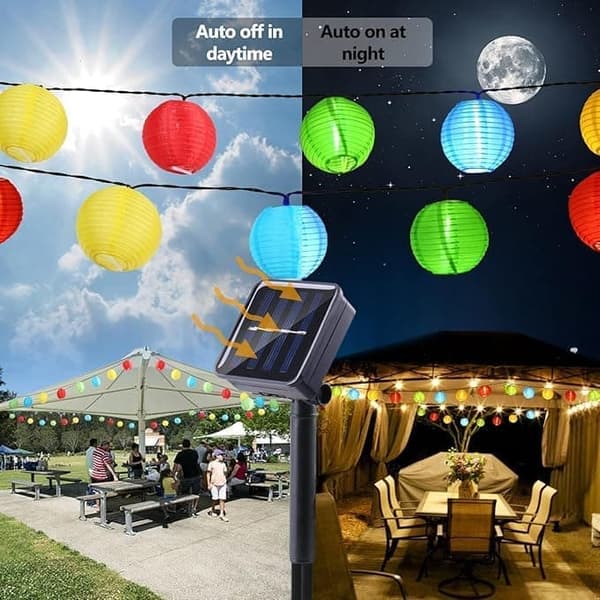 OBOSOE 6,5m lykta , Solcellsdrivna ljusslingor utomhus,30 LED-lykta, IP66 Vattentät för Terrass och Fest, Dimbar