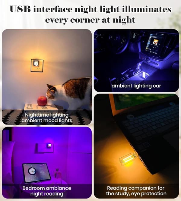 OBOSOE Retro USB Car City Light Touch LED yövalo makuuhuoneeseen Camping Joulu (violetti)