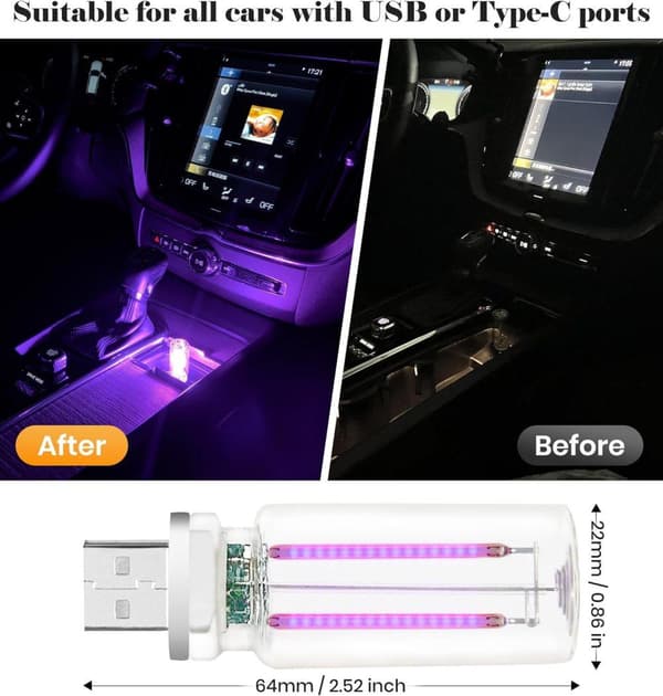 OBOSOE Retro USB Car City Light Touch LED yövalo makuuhuoneeseen Camping Joulu (violetti)