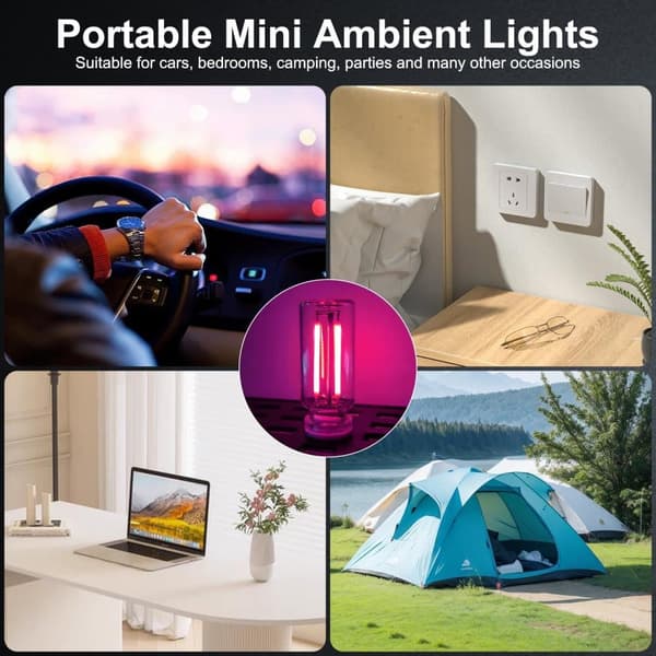 OBOSOE 2 kpl USB-autovalaistus Retro Touch sisävalot minivalaistus (vaaleanpunainen)