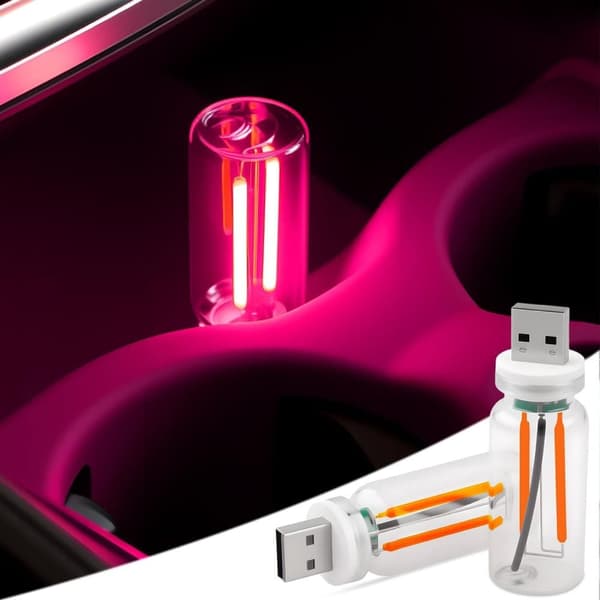 OBOSOE 2 kpl USB-autovalaistus Retro Touch sisävalot minivalaistus (vaaleanpunainen)