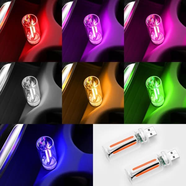 OBOSOE 2 st USB Bilbelysning Retro Touch Inredningslampor Mini Belysning (Grönt)