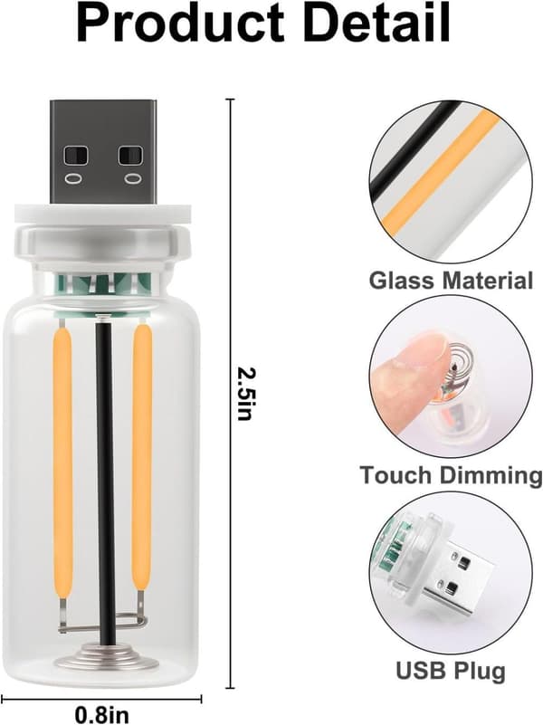 OBOSOE 2 st USB Bilbelysning Retro Touch Inredningslampor Mini Belysning (Grönt)