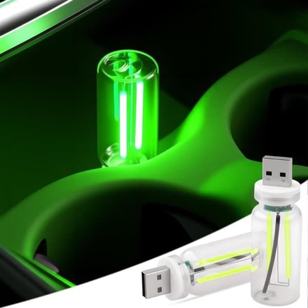 OBOSOE 2 st USB Bilbelysning Retro Touch Inredningslampor Mini Belysning (Grönt)
