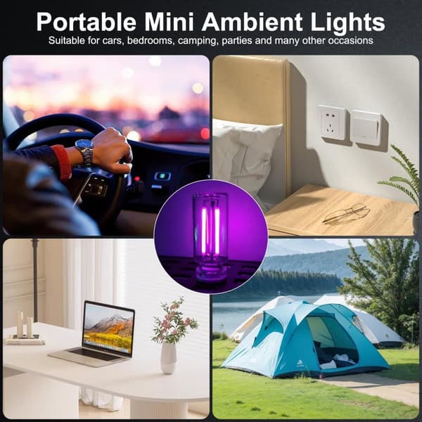 OBOSOE 2 kpl USB-autovalaistus Retro Touch sisävalot minivalaistus (violetti)