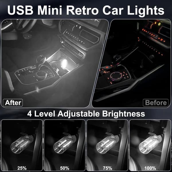 obosoe 2 stk usb bil belysning retro touch indvendige lys mini belysning (hvid)