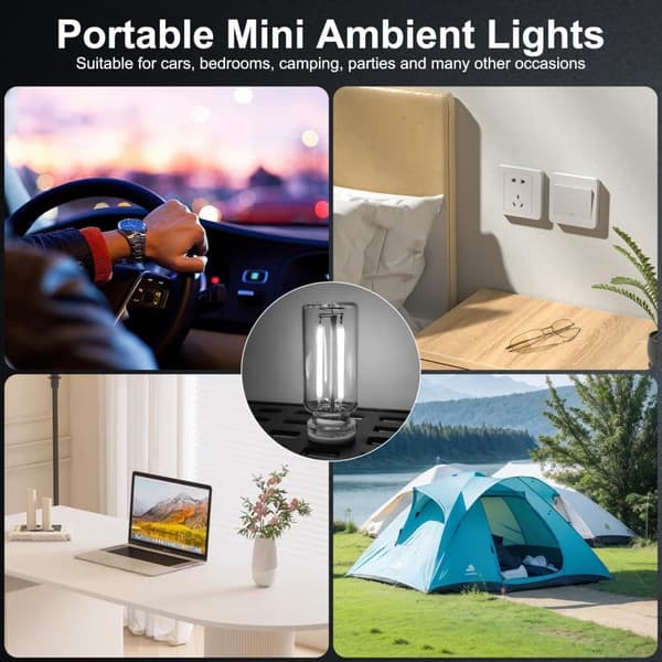 obosoe 2 stk usb bil belysning retro touch indvendige lys mini belysning (hvid)