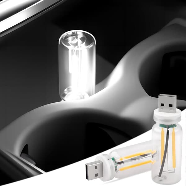 obosoe 2 stk usb bil belysning retro touch indvendige lys mini belysning (hvid)