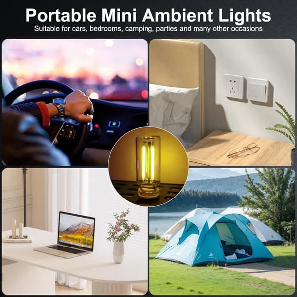 OBOSOE 2 st USB Bilbelysning Retro Touch Inredningslampor Mini Belysning (Gult)