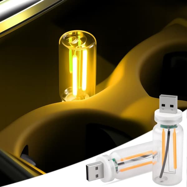 OBOSOE 2 st USB Bilbelysning Retro Touch Inredningslampor Mini Belysning (Gult)