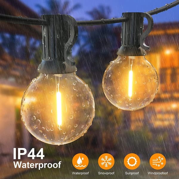OBOSOE Dimbar ljusslinga 30M för utomhusbruk med fjärrkontroll, G40 LED, IP44 vattentät, 50+2 G40 LED-lampor